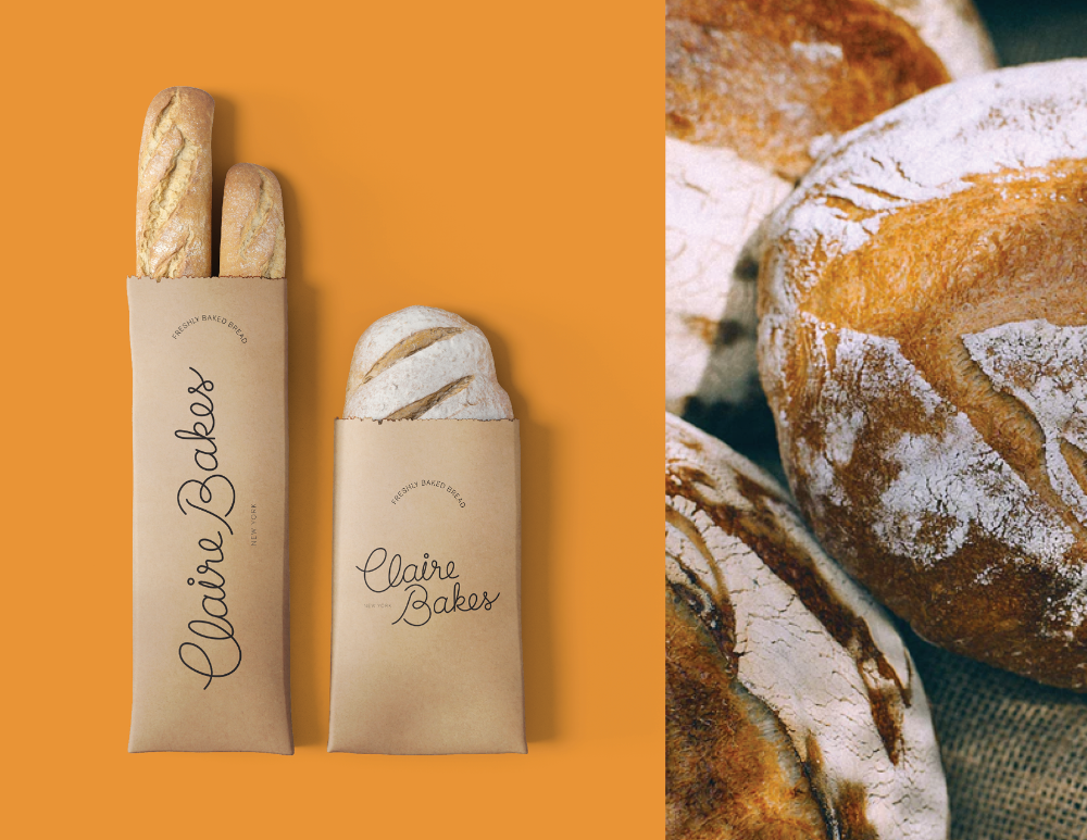 Brown paper bag packaging with logo for fresh bread.